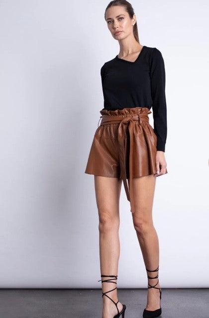 KG Brown Faux Leather Short - IF SO 