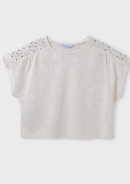 MAY Off White Top With Studs