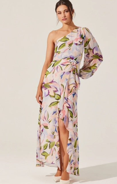 AS Floral One Shoulder Maxi Dress