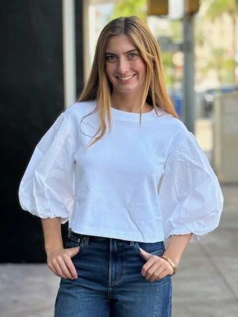 ER White Puff Sleeve Top