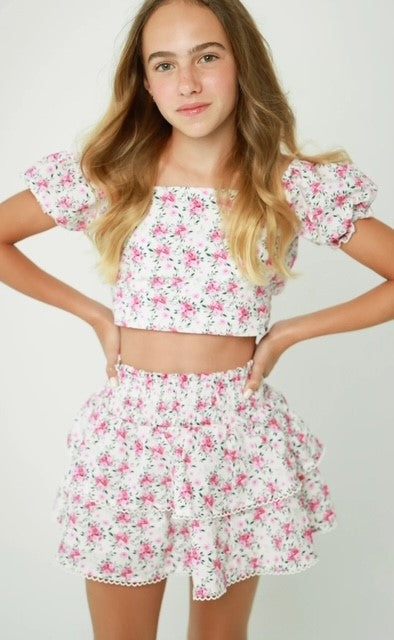 SL Pink Floral Print Skirt