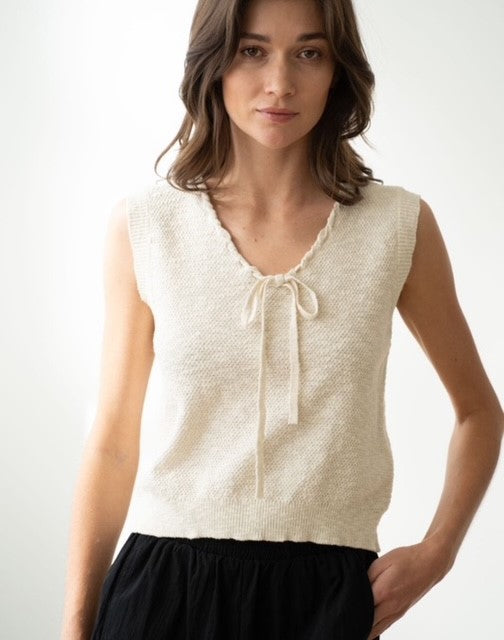 EG Ivory V Neck Knit Top