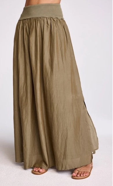 SU Olive Contrast Maxi Skirt