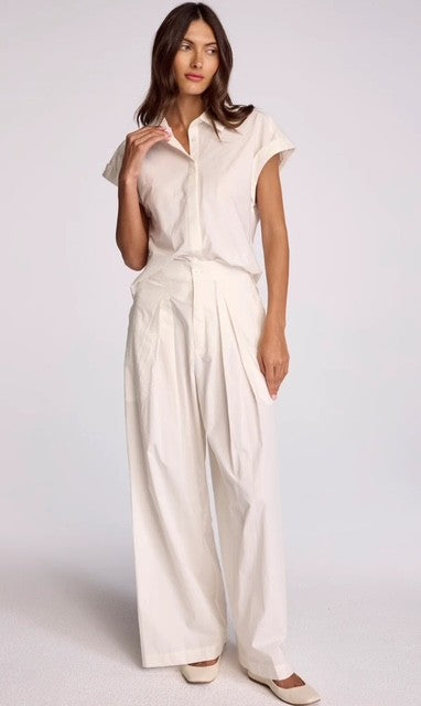 SU White Pleated Wide Leg Pant