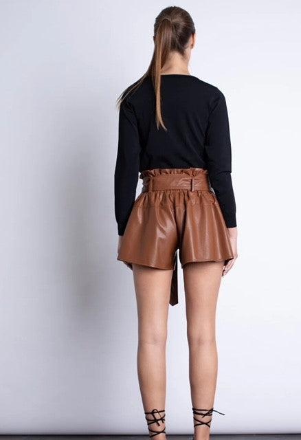 KG Brown Faux Leather Short - IF SO 