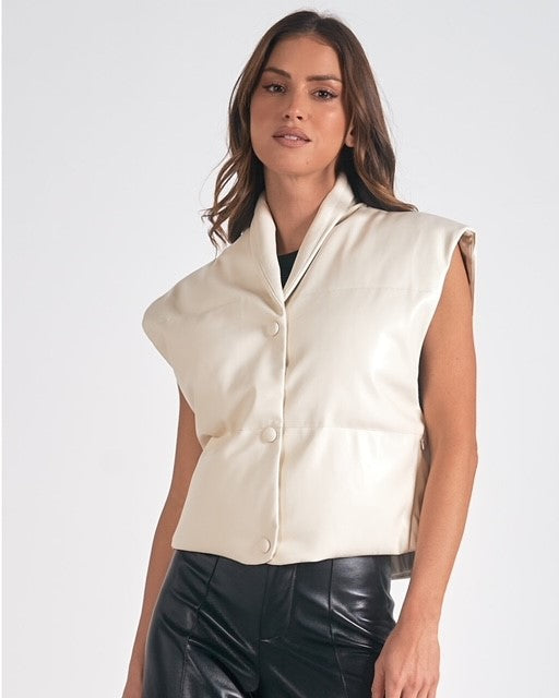 EL White Puff Vest