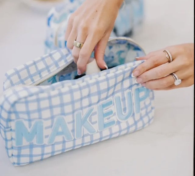 KC Blue Gingham Makeup Bag