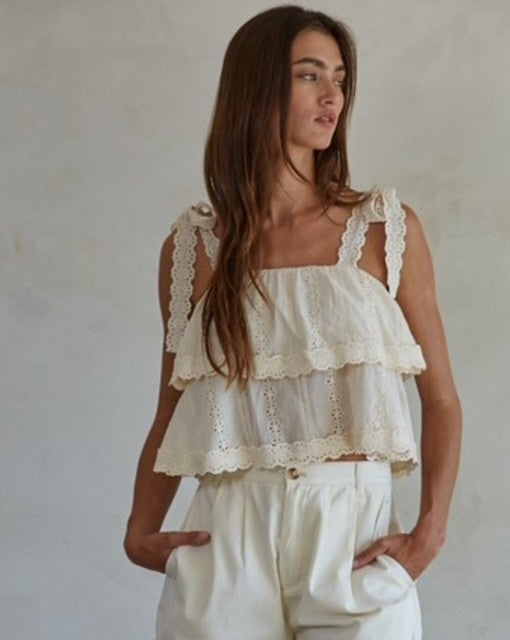 BT Natural Tiered Eyelet Top