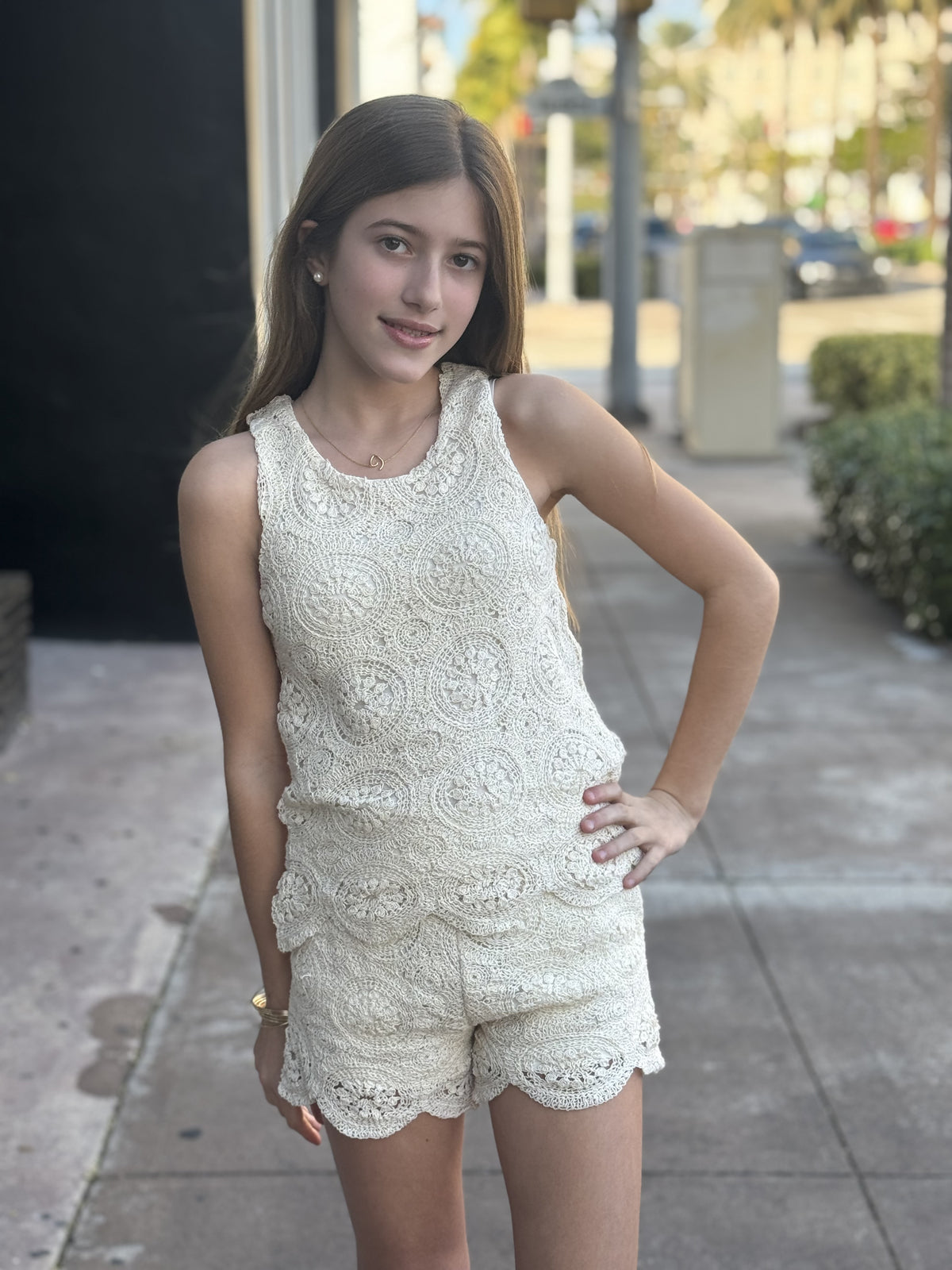 TR Beige Crochet Short