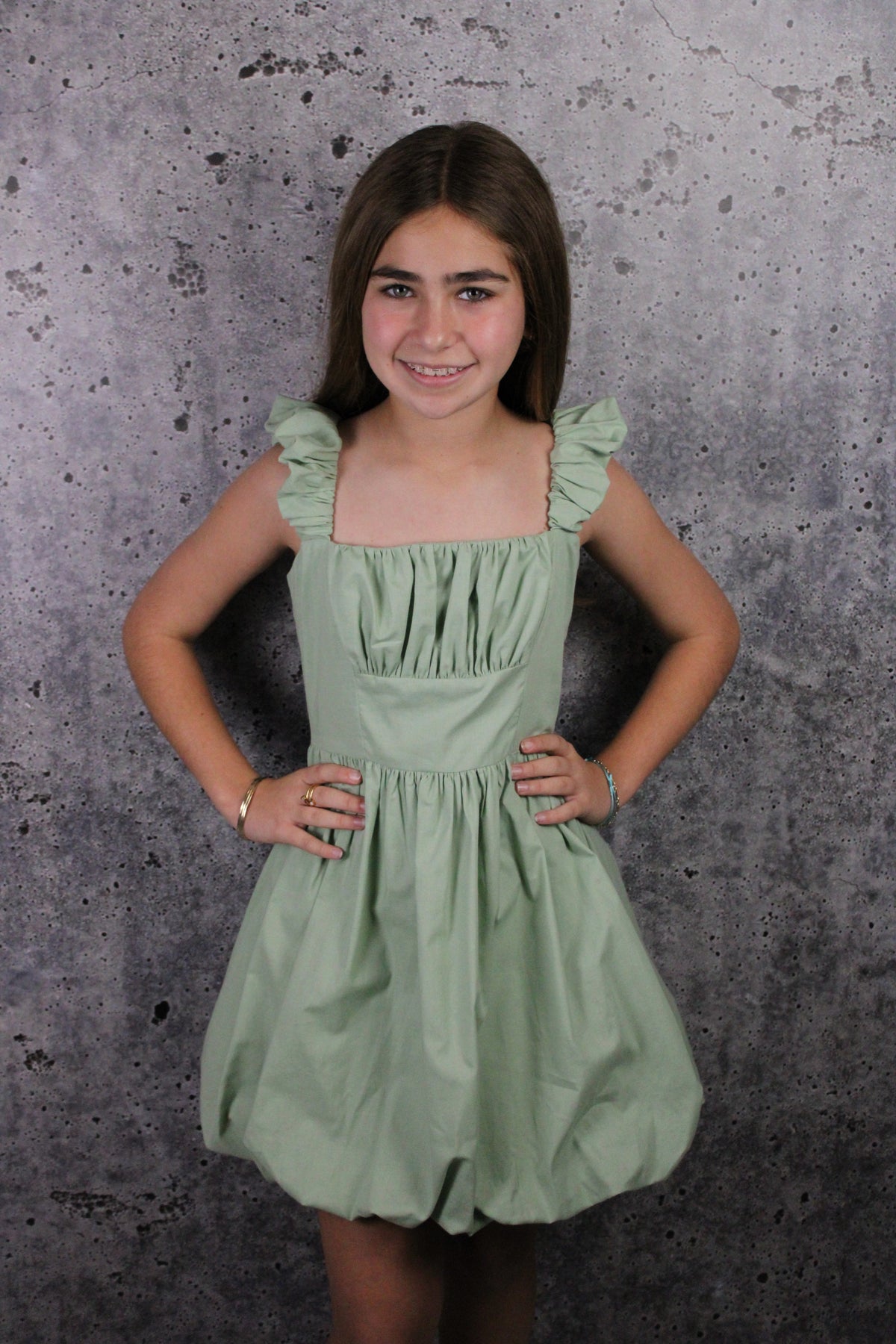 IS Green Bubble Skirt Dress