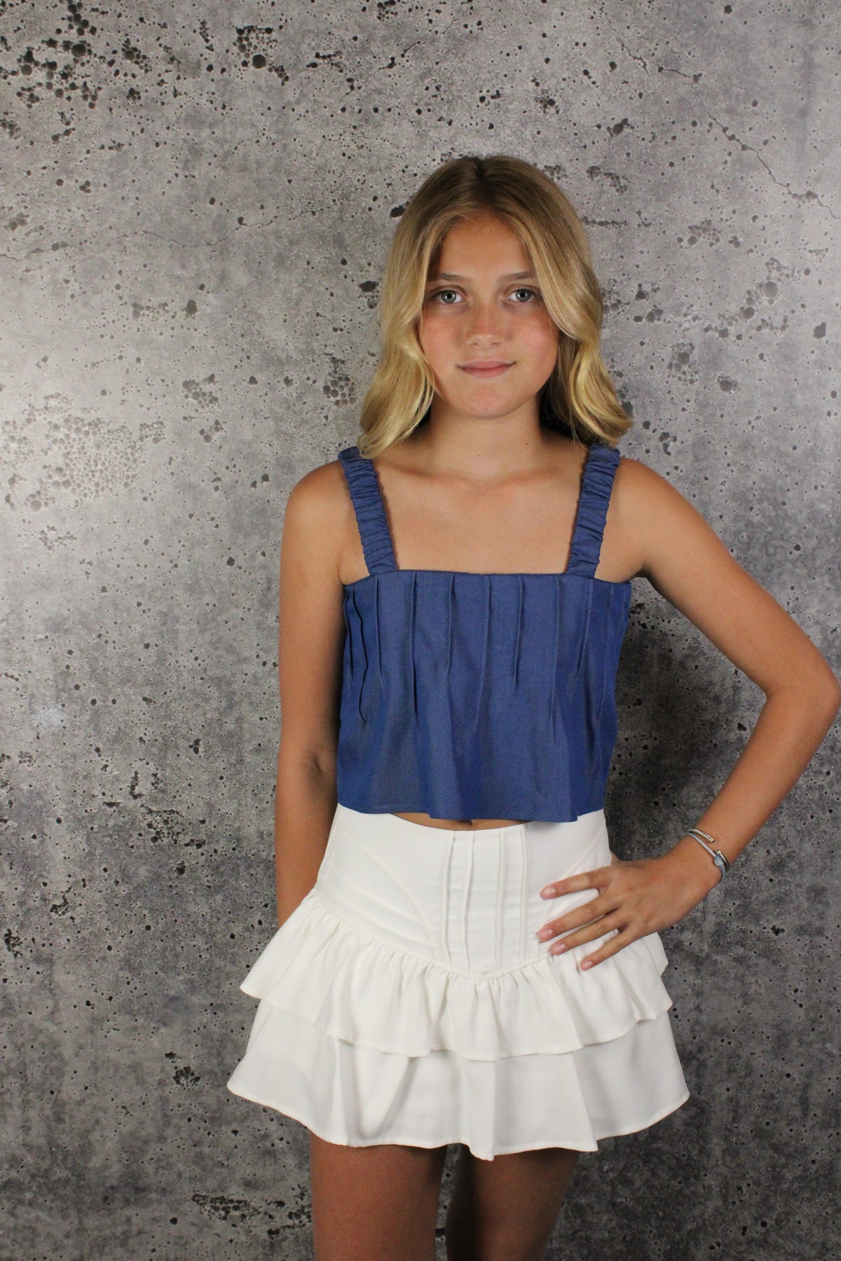 IS White Spring Ruffle Skort