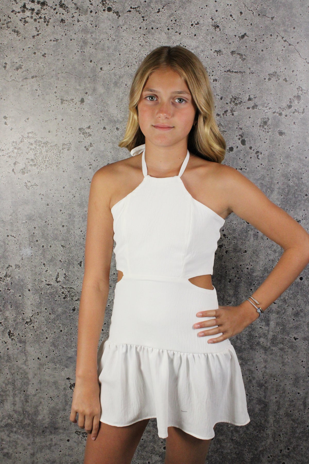 IS White Halter Cutout Dress