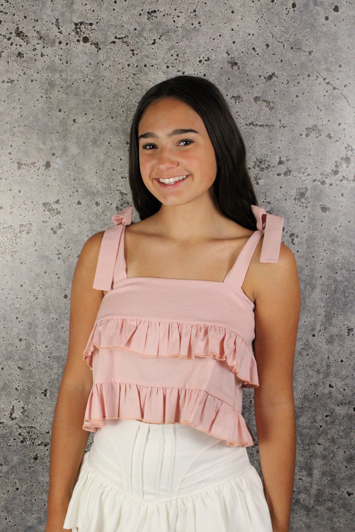 IS Pink Tiered Ruffle Top