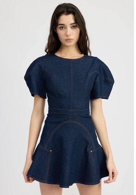 ES Denim Puff Sleeve Dress - IF SO 