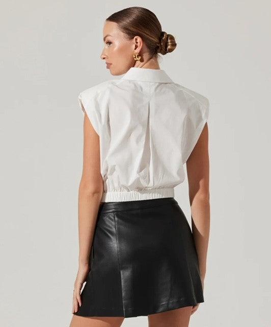 AS White Button Down Cap Sleeve Top - IF SO 