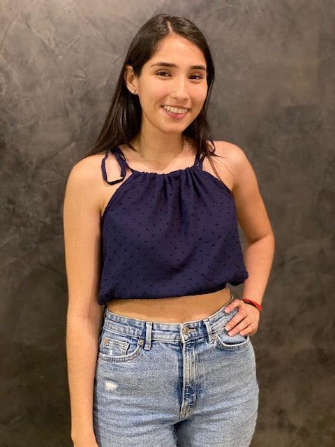 IS Blue Textured Crop Top - IF SO 