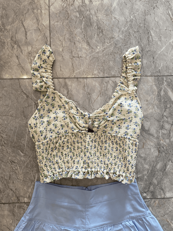 ER Blue Floral Crop Top - IF SO 