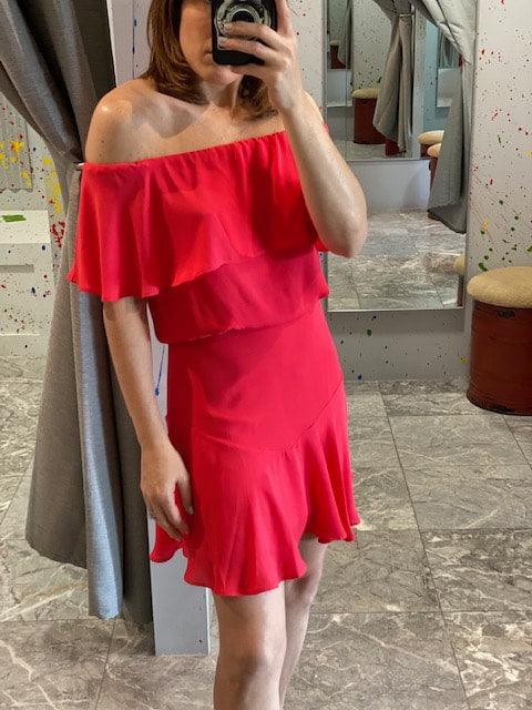 KR Coral Off Shoulder Dress - IF SO 