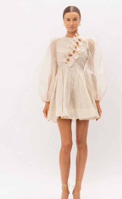 STL Off White Shimmer Bow Dress - IF SO 