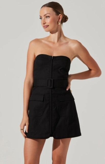 AS Black Strapless Zipper Front Dress - IF SO 