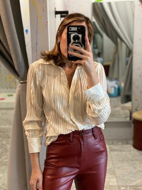 AS White Pleated Long Sleeve Top - IF SO 