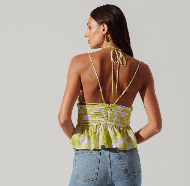 AS Lime Print Pleated Top - IF SO 