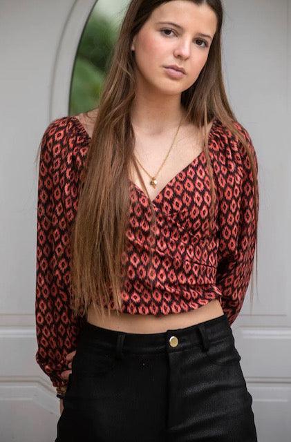 OS Red Print Crop Top - IF SO 