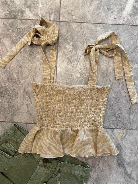 IS Beige Abstract Animal Print Top - IF SO 