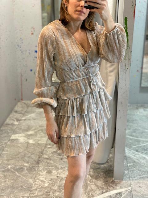 FA Off White Metallic Top And Skirt Set - IF SO 