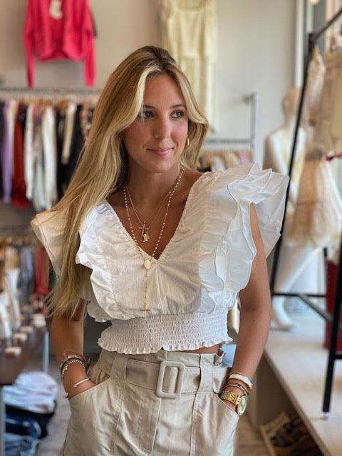 LD White Ruffle Top - IF SO 