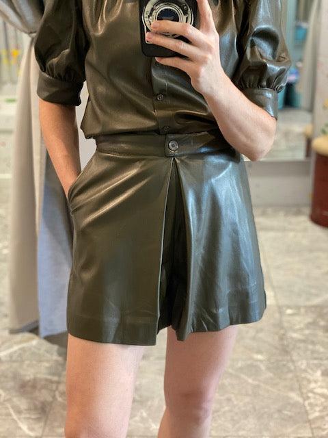 SU Olive Faux Leather Short - IF SO 