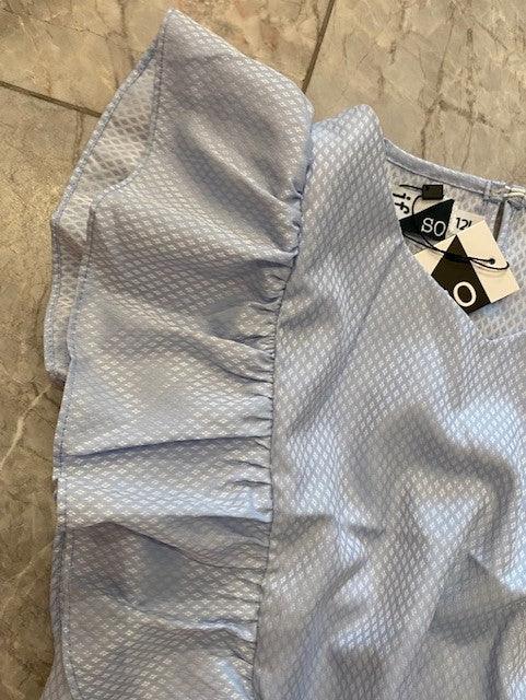 IS Blue Ruffle Tie Front Top - IF SO 