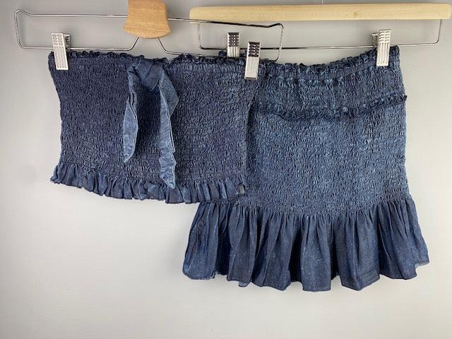 FBZ Denim Smocked Skirt And Top Set - IF SO 