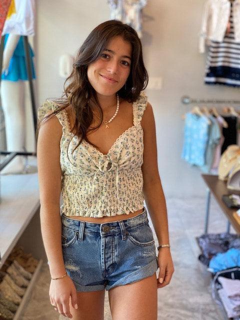 ER Blue Floral Crop Top - IF SO 