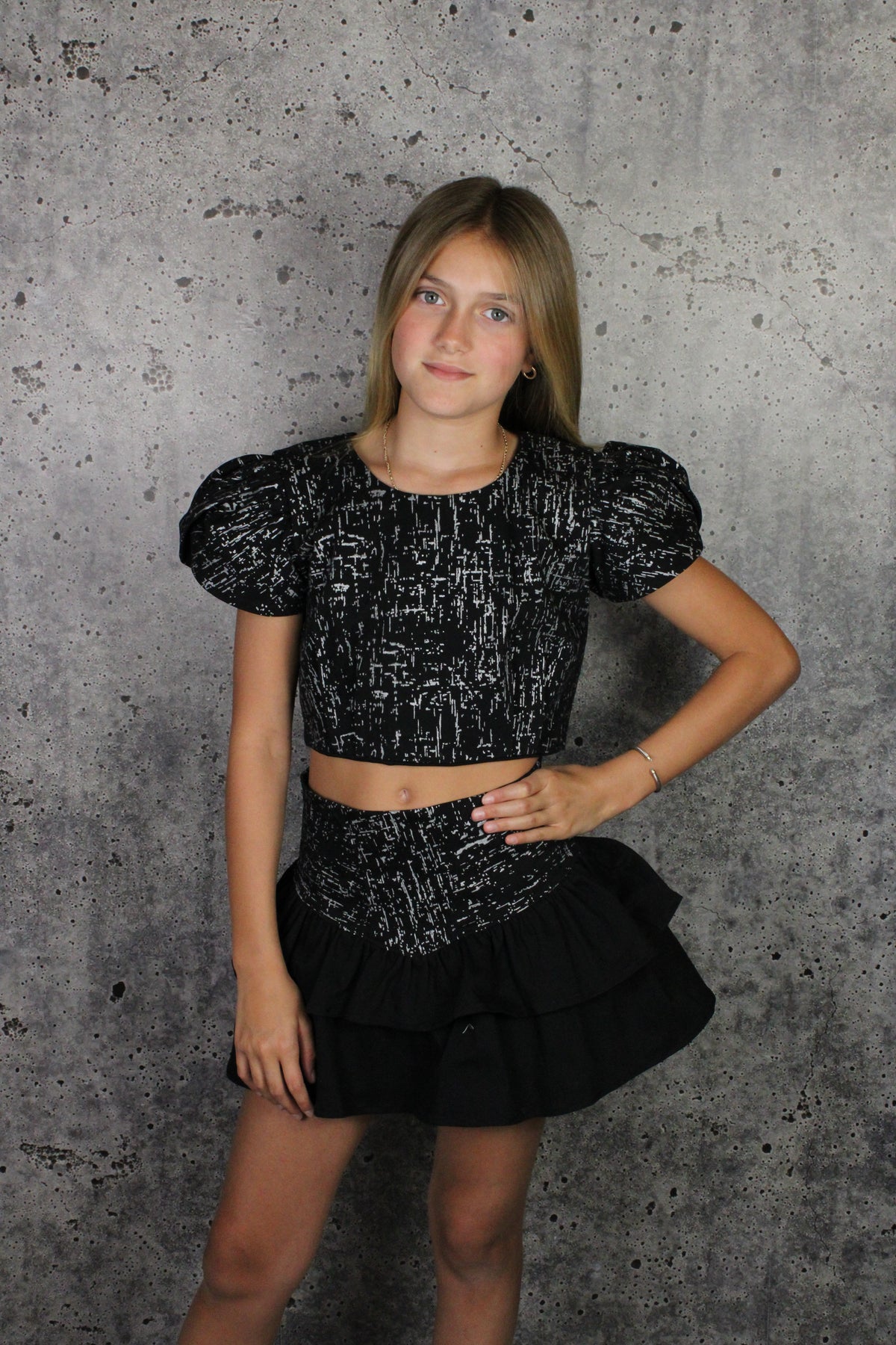 IS Black Print Skort