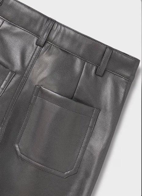 MAY Grey Faux Leather Pant - IF SO 