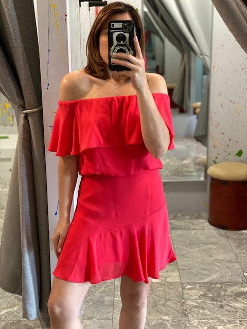 KR Coral Off Shoulder Dress - IF SO 