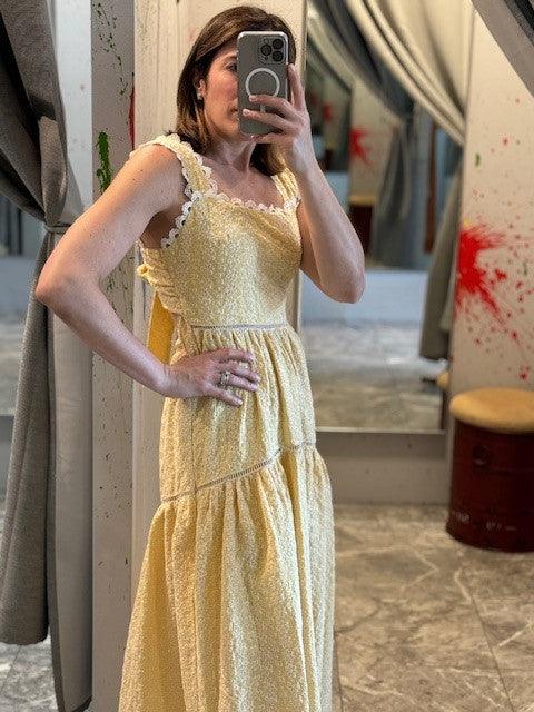 ES Yellow Eyelet Midi Dress - IF SO 