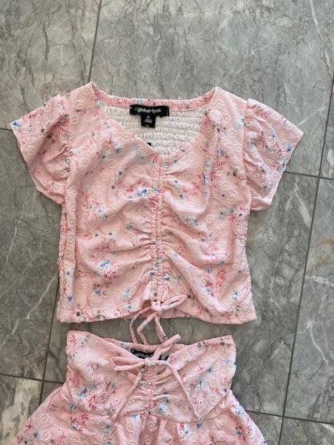 GL Pink Floral Gathered Top - IF SO 