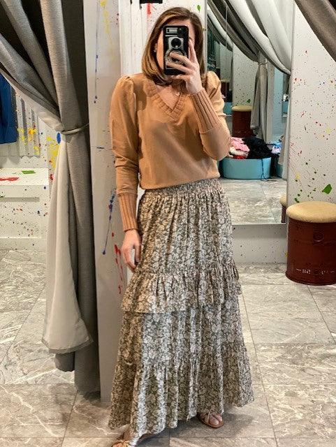 SU Olive Floral Maxi Skirt - IF SO 