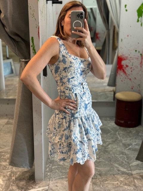 ES Blue Print Eyelet Dress - IF SO 