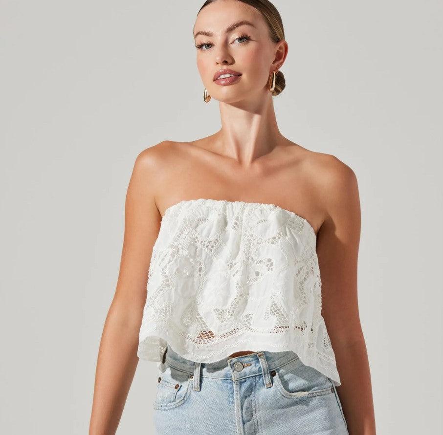 AS White Eyelet Strapless Top - IF SO 