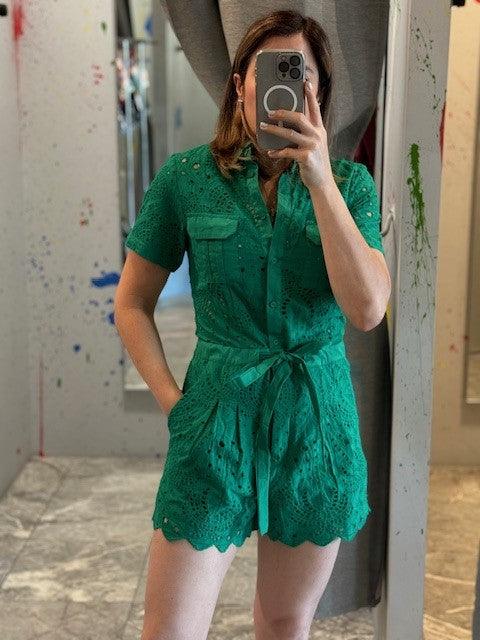 Es Green Eyelet Romper - IF SO 