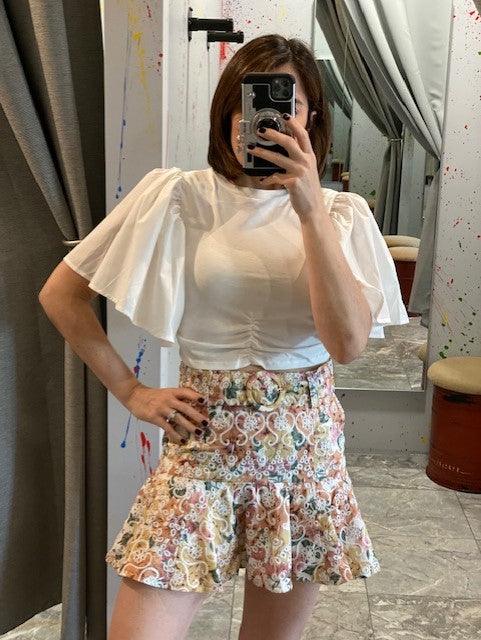 ES White Flutter Sleeve Top - IF SO 