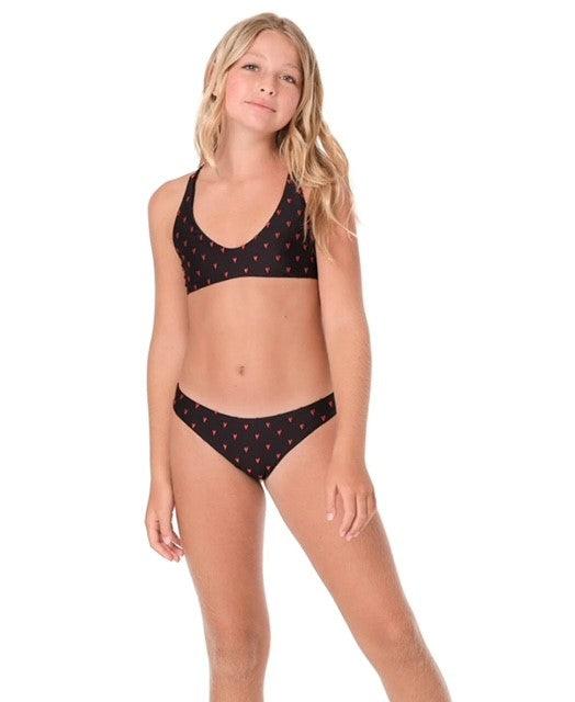 SUB Black Embroidered Hearts Bikini Set - IF SO 