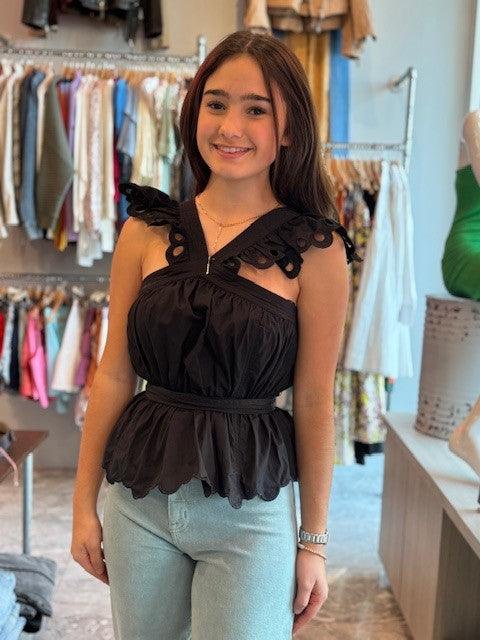 ES Black Ruffle Top - IF SO 