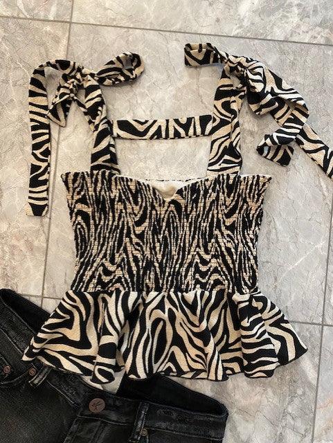 IS Black Abstract Animal Print Top - IF SO 