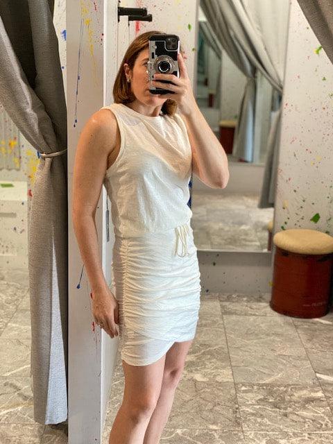 TA White Gathered Dress - IF SO 