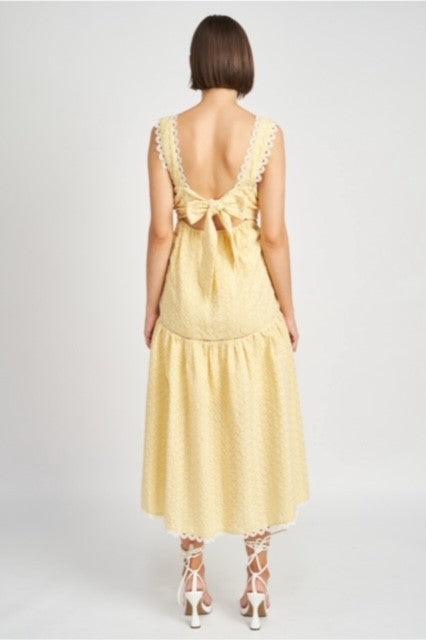 ES Yellow Eyelet Midi Dress - IF SO 