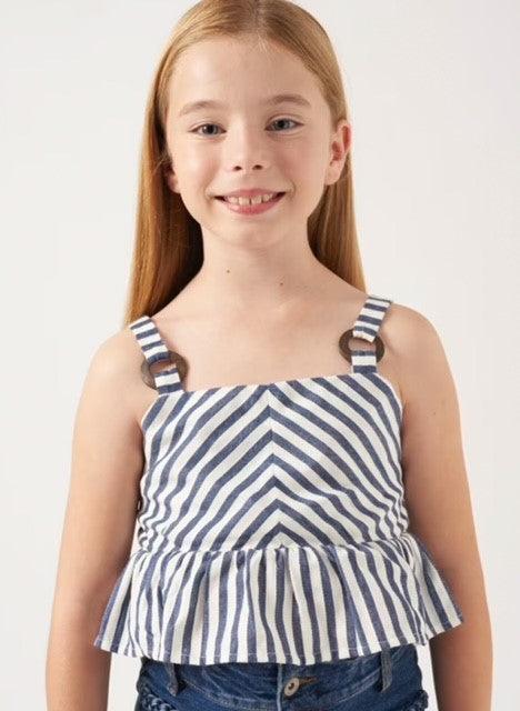 MAY Blue Stripe Peplum Top - IF SO 